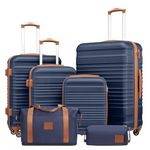 COOLIFE Suitcase Sets 6 Piece, Luggage Sets ABS Hard Shell, Durable Travel Luggage with Expandable Travel Duffels Bag ＆ Toiletry Bag Included TSA Lock and 4 Spinner Wheels for Travel, 16" 20" 24" 28"