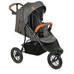 Amababy Swift Jogging Pushchair Stroller. Lightweight Stylish Running Stroller. Airless Tires, Fully Reclining, Locking Front Wheel, Three Wheel Pushchair