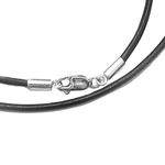 Dreambell 925 Sterling Silver Black Round Natural Leather Cord 2mm Choker Necklace 22 Inches