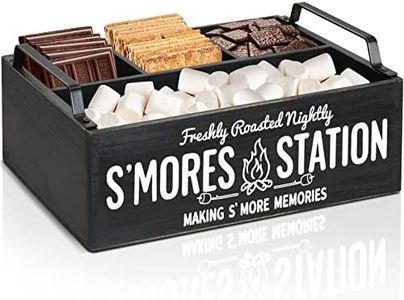 COZYYROME S'Mores Station, Farmhouse S'mores Bar Holder, Smores Caddy, Smores Accessories Organizer, Smores Supplies Container, Smores Maker Box for Smores Kit