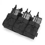 ProCase Open-Top Triple Stacker Mag Pouch, Tactical Magazine Pouch with Bungee Straps for Magazines -Black