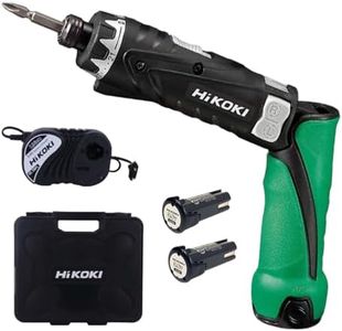 Hikoki Db3Dl2Slz - Cordless Driver Drill With Spindle Lock Mechanism,3.6Volts,With 6.35Mm Hex Bit Shank,600 Rpm & 2.9 Nm Tightening Torque,0.45 Kg,2 Batteries,Charger,Driver Bit & Carry Case - Green