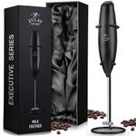 Zulay Executive Series Ultra Premium Gift Milk Frother for Coffee with Deluxe, Radiant Finish - Coffee Frother Handheld Foam Maker - Electric Milk Frother Handheld for Lattes (Premium UV Black)