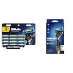 Gillette ProGlide Men's Razor Blade 12 Refills + ProGlide Power Mens Razor Handle (Gen 5) 2 Blade Refill 1 Battery