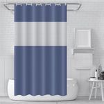 COSORO PEVA Shower Curtain 180x180cm,Heavy Duty Plastic Spliced Blue Weighted Shower Curtains Mould Proof Resistant Waterproof Bath Curtains with 12 Hooks for Wet Room,Bathroom,Shower Stall,Bath Tub