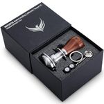 KNODOS Espresso Tamper 54mm for Breville/Sage – 53.3mm Double Spring Calibrated Coffee Tool with Rosewood Handle & Stainless Steel Base – Includes 3 Springs (20lb/25lb/30lb) Gift Box & Keychain