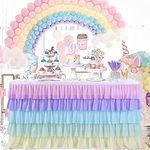 Rainbow Tulle Table Skirt for Rectangle or Round Table Tutu Table Skirt Decoration Table Cloth for Party Wedding Birthday Party Home Decoration