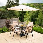 Hectare 4 Seater Garden Furniture Table Chairs Set with Parasol by Hadleigh Garden Outdoor Patio Table/Chair/Parasol Dining Furniture Set (Beige)