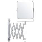 BELLE VOUS Chrome Wall Mounted Extendable 360° Swivel Mirror - 3X Magnification - 15.5 x 18.5cm/6.1 x 7.3 inches - Double Sided Rotating Stainless Steel Bathroom Vanity Mirror for Makeup and Shaving