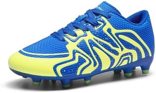 DREAM PAIRS Boys Girls Soccer Cleats Youth Firm Groud Sport Athletic Outdoor Trainning Football Shoes for Little/Big Kid,Size 13 Little Kid,Royal/Lemon/Green/Silver,160472-K
