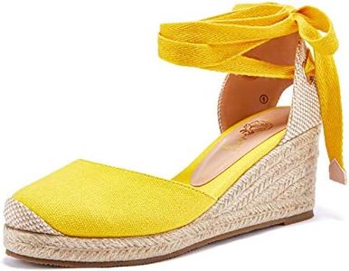 Womens Espadrille Wedge Sandals Lace Up Platform Closed Toe Summer Comfy Sandals 7.5