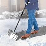 Snow Shovel for Driveway, 53/66 inches Aluminum Snow Pusher Shovel Heavy Duty Metal Snow Shovels for Car Home Garage Garden