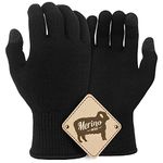 Migliore Wear Merino Wool Gloves Liner, TOUCHSCREEN Knit Gloves, Full Finger Ski Glove Liner for Cold Weather, Elastic Winter Gloves for Cycling, Running, Hiking, Driving, Gym(Black/M)