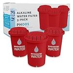 PH001- Red Alkaline Water Filter – Replacement Water Filter by Invigorated Water – Water Filter Cartridge - for Invigorated Living Pitcher, 96 Gallon Capacity (3 Pack)