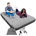 EnerPlex Never-Leak Camping Series Queen Camping Airbed with High Speed Pump Never Queen Size Air Mattress Single High Inflatable Blow Up Bed for Home Camping Travel – Grey/Black