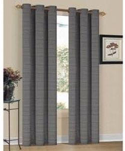 Duck River Textile Laura Stripe Window Panel with Grommets, Beige/Gold