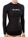 O'Neill UV Sun Protection Womens Basic Skins Long Sleeve Crew Sun Shirt Rash Guard, Black, Medium