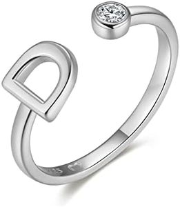 Anelli da donna in argento 925 iniziale e zirconia. Anello da donna in argento 925 con finitura argento o oro. Gioielli da donna ideali per coppia e fidanzati, regali per amiche... Anelli coppia (D)
