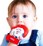 Nuby Soothing Teething Mitten with Hygienic Travel Bag, Red