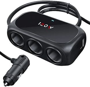 3-Socket Car Cigarette Lighter Splitter Adapter, 2 USB Car Charger Splitter Extender [120W] [12V/24V] [3.1A Dual USB Car Charger] [Black] for Device with Cigarette Lighter and Emergency Warning Light