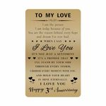 Happy 3rd Anniversary Card - 3 Year Anniversary Card for Husband Wife - 3rd Wedding Anniversary Card Gifts for Him Her Men Women