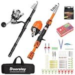 doorslay 2PCS Adult Kids Fishing Rod and Reel Combos, Telescopic Fishing Rod with 2.1m Adult Rod and 1.8m Kids Rod, Sets with Fishing Line, Fishing Lures Kit & Accessories and Carrier Bag