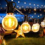 LED Outdoor Lights Mains Powered, Opard 31ft Outdoor String Lights with 25+2 E12 Base G40 Plastic Bulbs Festoon Lights for Outdoor & Indoor, Garden, Patio, Party, Porch (31ft)