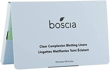 boscia Clear Complexion Blotting Linens - Vegan, Cruelty-Free, Natural Skin Care - Oil Blotting Sheets for Face - For Combination to Oily Skin Types - Travel Size - 100 Sheets