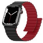 Anlinser Magnetic Bands Compatible with Apple Watch Band 45mm 44mm 42mm 41mm 40mm 38mm, Double Side Reversible Bracelet Strap for iWatch Ultra 2 SE Series 9 8 7 6 5 4 3 (41/40/38, Red/Black)