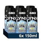 Lynx Ice Chill Aerosol Body Spray Men's Deodorant Spray with an iced mint & lemon scent for 48 hours of odour-busting, high definition fragrance 6x 150 ml