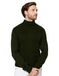 Amazon Brand - Symbol Men's Acrylic Turtle Neck Pullover Sweater (SYM-A23-SWT-08_Olive,Cable_M)