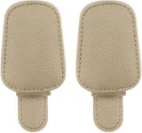 JVCV® 2 Packs Sunglasses Holders for Car Visor - Magnetic Leather Sunglasses Holder and Ticket Card Clip - Car Visor Accessories (2 Pack - Beige)