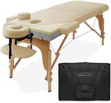 Saloniture Professional Memory Foam Folding Massage Table - Portable with Carrying Case, Cream