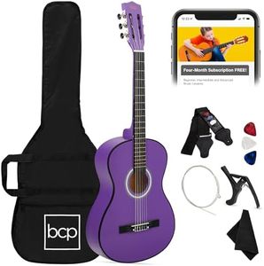 Best Choice Products 38in Beginner All Wood Acoustic Guitar Starter Kit w/Gig Bag, 6 Celluloid Picks, Nylon Strings, Capo, Cloth, Strap w/Pick Holder - Purple