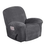 HIOD Velvet Elastic Recliner Chair Cover 4 Pieces All-inclusive Massage Sofa Couch Cover For Living Room Sofa Slipcover Armchair Cover,Light gray