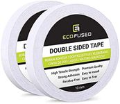 Eco-Fused Double Sided Adhesive Tape - for Arts and Crafts, DIY and Office - Quick and Easy to Use On Paper, Glass, Plastic, Wood, Metal and Fabric 2 Rolls - 10mm Width (White)