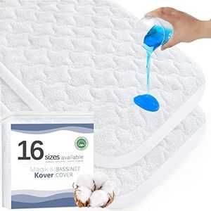 Baby Bassinet Mattress Pad Cover, Fits for Ingenuity Dream & Grow/SnuzPod 4/Chicco LullaGo Anywhere/Dream On Me Poppy/Simmons Kids By The Bed Twin City Bassinet, Waterproof Bassinet Mattress Protector