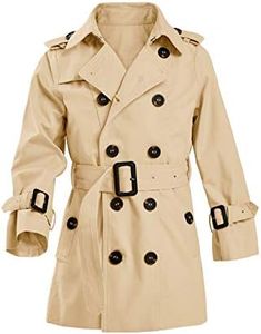 Kids Boys Girls Lightweight Trench Coat Double Breasted Classic Belted Jacket Spring Fall Outwear Dress Coats