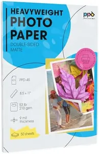 PPD Inkjet Matte Double Sided Heavyweight Photo Quality Paper LTR 8.5 x 11" 53lbs. 210gsm 9mil x 50 sheets (PPD045-50)