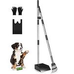 Ormalla Pooper Scooper for Dogs, Sturdy Stainless Steel Dog Poop Scooper for Large Medium Small Dogs, Detachable Metal Rake & Tray Set for Yard, Grass, Dirt or Gravel - Poop Bags and Gloves Included