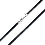 Leather Necklace Cord 2MM 3MM Leather Necklace for Men Women Leather Chain with Sterling Silver Clasp 18, 20, 22, 24, 26 Inches Necklace (45, 2mm)