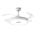 CARTER ENERGY Studio 42" Modern Ceiling Fan | BLDC Fan With Light, Remote & Contain Speaker | High Air Delivery Fan | Retractable Blades Ceiling Fans | Sleek Design With White Color | Pack-1