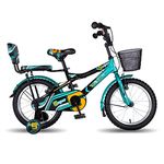 Vaux Super 16T Cycle for Boys & Girls with Sidewheels, Basket & Backseat, Bicycle for Kids with Steel Frame & Alloy Rims, Cycle for Kids 4 to 6 Years with Ideal Height 3.3ft to 3.9ft(Green)