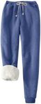 Flygo Women's Winter Warm Fleece Joggers Pants Sherpa Lined Athletic Active Sweatpants(Blue, Small)