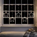 Lights4fun Christmas Indoor Star Curtain Window Light Decoration with 100 LEDs Plug In