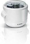 Bosch MUZS2EB Ice Cream Maker, 550 ml, Homemade Ice Cream, Sorbet and Frozen Yoghurt, White, Splash Guard Lid with Filling Hole, Suitable for Bosch MUM Series 2 Food Processors