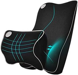 Ecloud Shop® Lumbar Support Cushion For Car And Headrest Neck Pillow Kit - Ergonomically Design Universal Fit Major Car Seat - Black