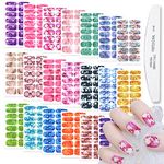 WOKOTO 20 Sheets Marble Peel And Stick Nail Polish Strips Candy Color Gradient Full Marble Nail Stickers For Women Girls With Nail File Nail Polish Wraps Real Nail Polish Strips Stick On Nail Strips