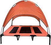 Midlee Elevated Dog Cot with Canopy Portable Dog Bed- Salmon