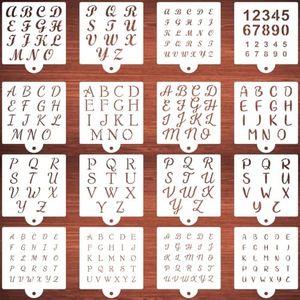 Alphabet Letter Stencils for Cookies Baking - 16 Pack Letter and Number Stencil Templates for Cakes Cookies Baking, Reusable Letter Stencils for Wood Crafts Painting & Cake Cookie Airbrush Decorating